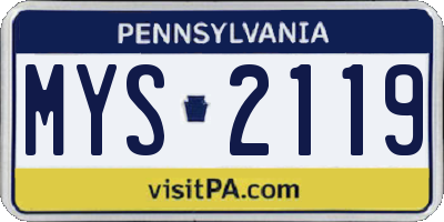 PA license plate MYS2119