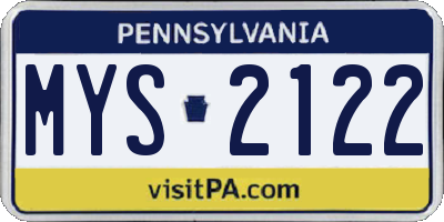 PA license plate MYS2122