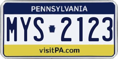 PA license plate MYS2123