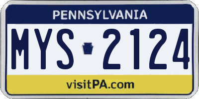 PA license plate MYS2124