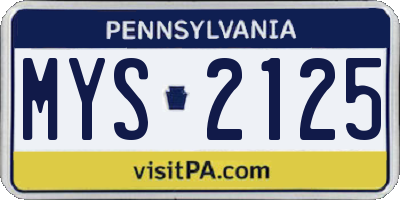 PA license plate MYS2125