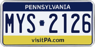 PA license plate MYS2126