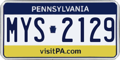 PA license plate MYS2129