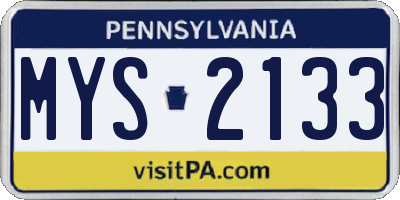 PA license plate MYS2133