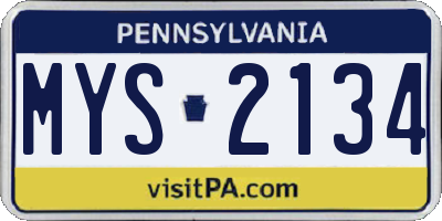 PA license plate MYS2134