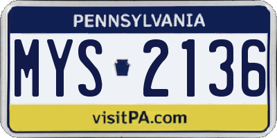 PA license plate MYS2136