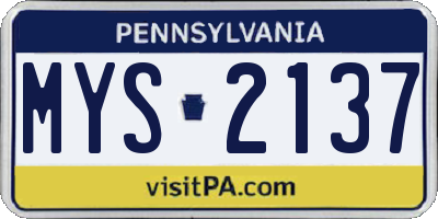 PA license plate MYS2137