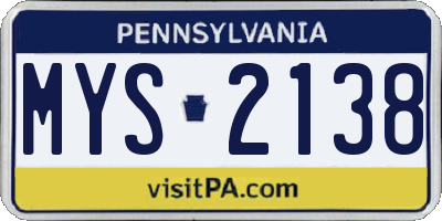 PA license plate MYS2138