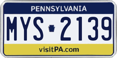PA license plate MYS2139