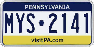 PA license plate MYS2141