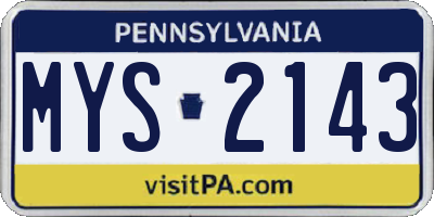 PA license plate MYS2143
