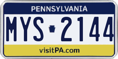 PA license plate MYS2144