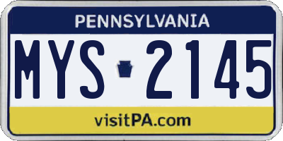 PA license plate MYS2145