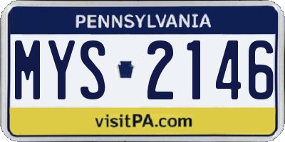 PA license plate MYS2146