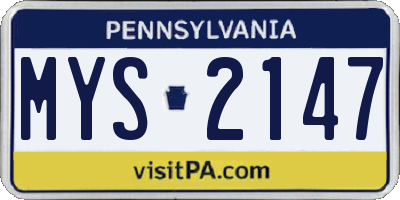 PA license plate MYS2147