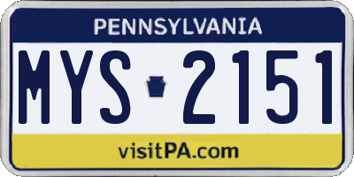 PA license plate MYS2151