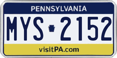 PA license plate MYS2152