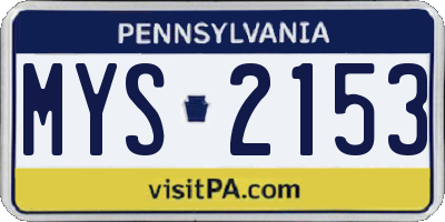 PA license plate MYS2153