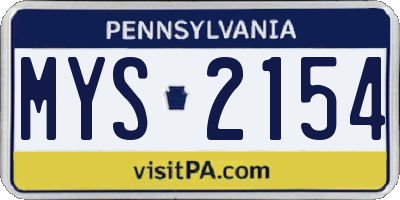 PA license plate MYS2154