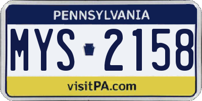 PA license plate MYS2158