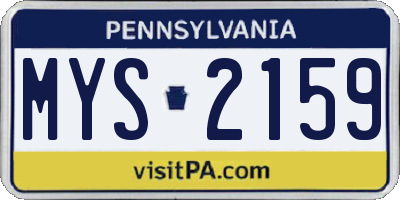 PA license plate MYS2159