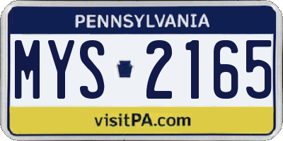 PA license plate MYS2165