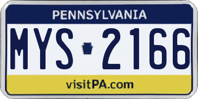 PA license plate MYS2166
