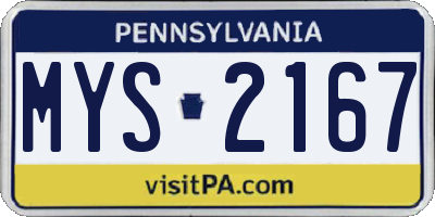 PA license plate MYS2167