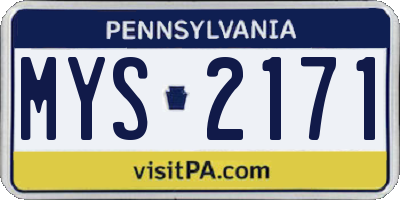 PA license plate MYS2171
