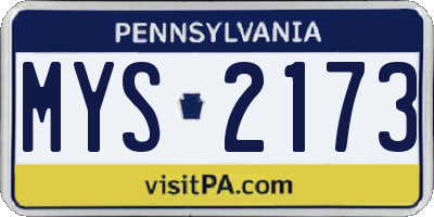 PA license plate MYS2173