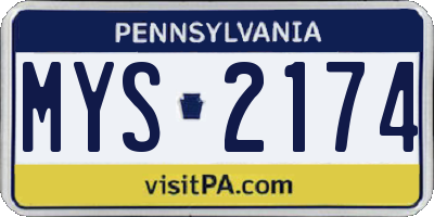 PA license plate MYS2174