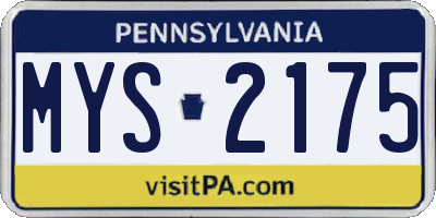 PA license plate MYS2175