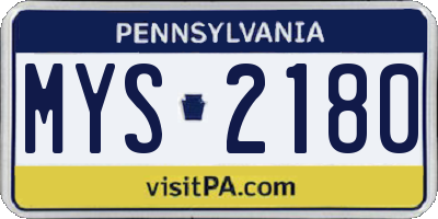 PA license plate MYS2180