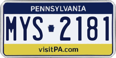 PA license plate MYS2181