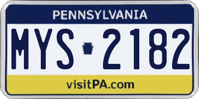 PA license plate MYS2182
