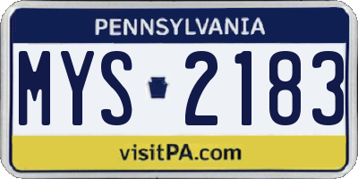PA license plate MYS2183