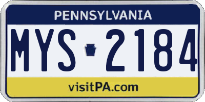 PA license plate MYS2184