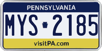 PA license plate MYS2185