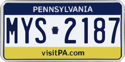 PA license plate MYS2187