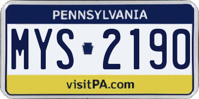PA license plate MYS2190