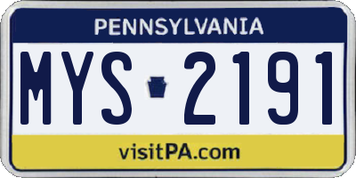 PA license plate MYS2191