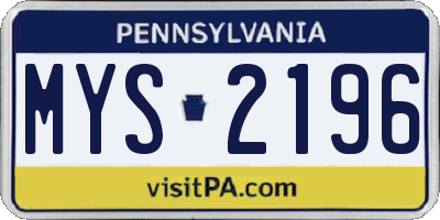 PA license plate MYS2196