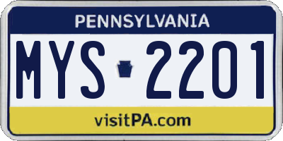 PA license plate MYS2201