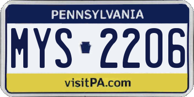 PA license plate MYS2206