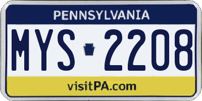 PA license plate MYS2208