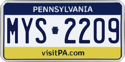PA license plate MYS2209