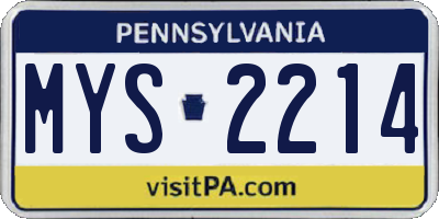 PA license plate MYS2214