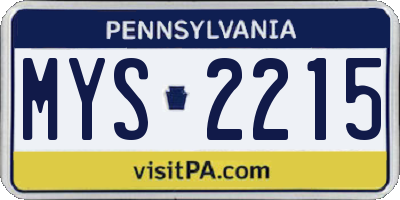 PA license plate MYS2215