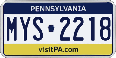 PA license plate MYS2218