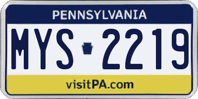 PA license plate MYS2219
